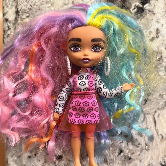 Colorful Fashion Doll with Floral Dress - Picture 2 of 4